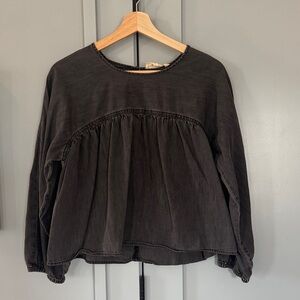 Madewell Black Denim Long Sleeve Blouse